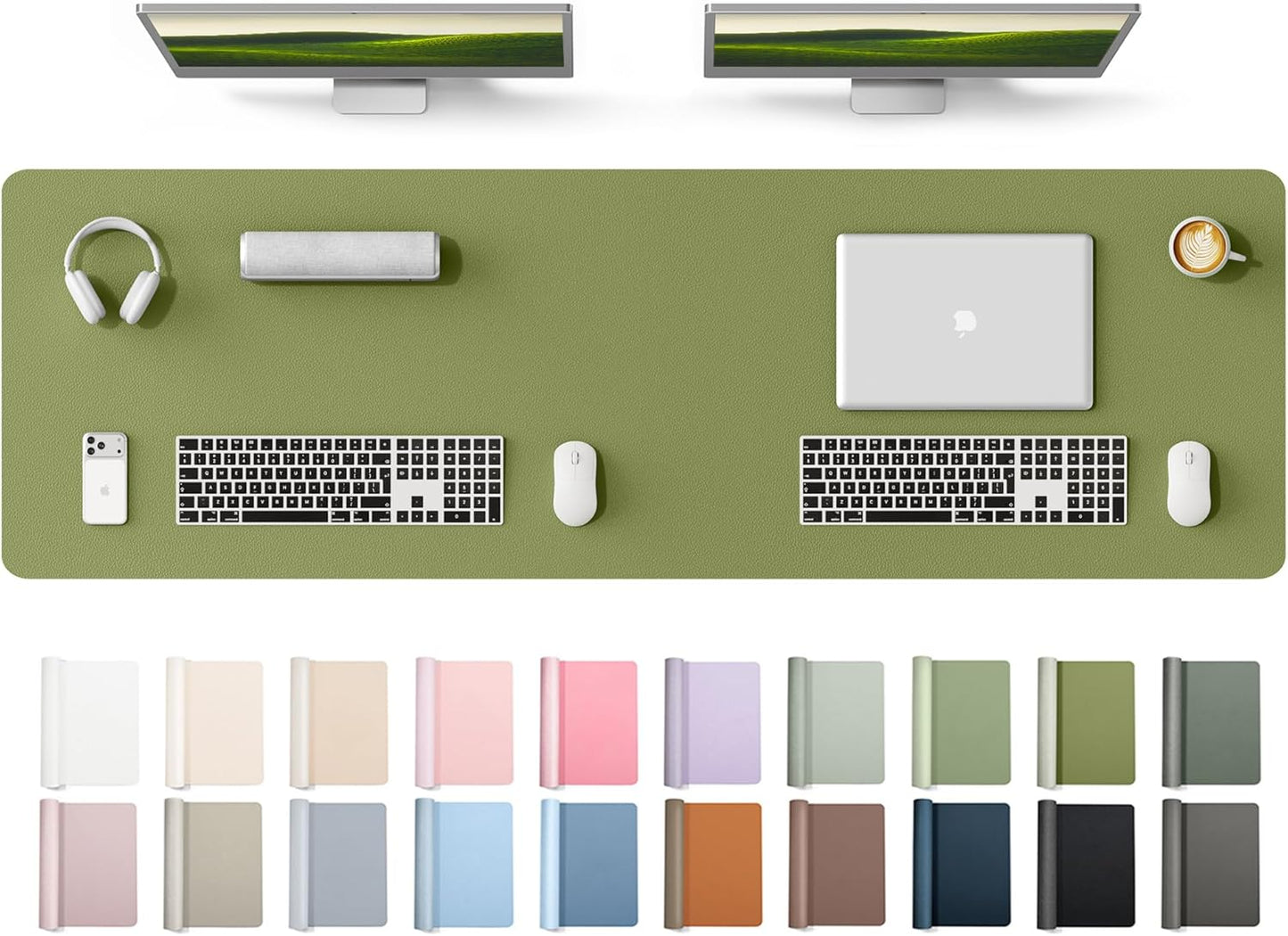 YSAGi Leather Desk Pad Protector, Office Desk Mat, Large Mouse Pad, Non-Slip PU Leather Desk Blotter, Waterproof Laptop Desk Writing Pad for Office and Home (23.6" x 13.8", Eggshell) - Colors B