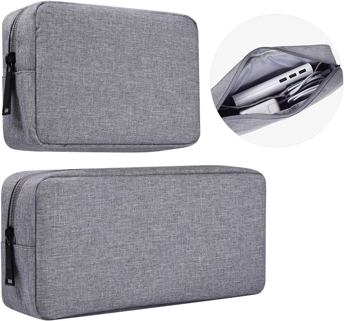 imComor Universal Electronics Accessories Case, 2-Pack Portable Soft Carrying Case Bag Wire Cable Organizer for Hard Drive, Power Adapter, Laptop Mouse, Cosmetics Kit, Small+Big-Black
