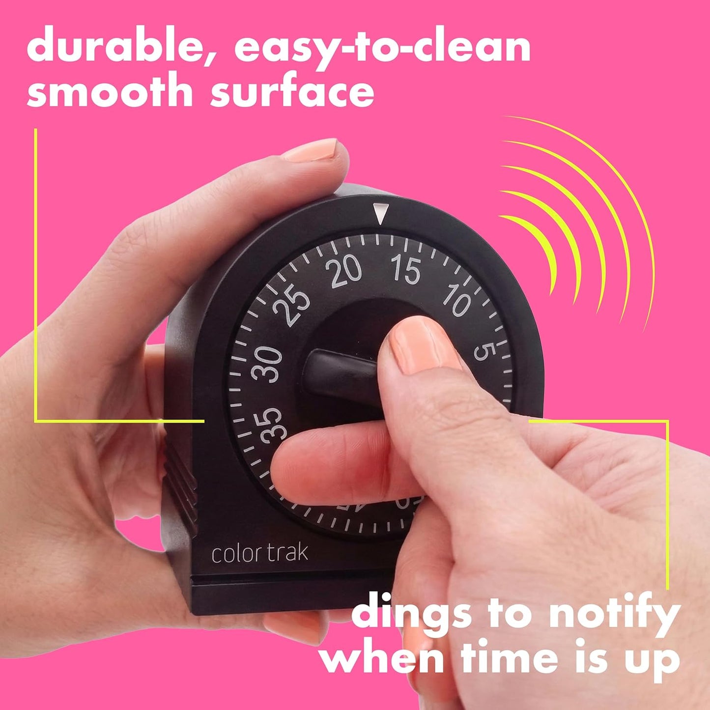 Colortrak 60 Minute Wind Up Timer, Salon Hair Color Processing Timer, Mechanical Visual Countdown for Chemical Services, Tanning, Kitchen, and Kids Activities, No Batteries Required, Black
