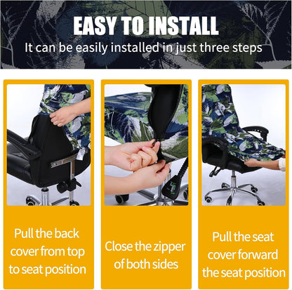 Smiry Stretch Printed Office Chair Armrest Covers, 2 Pcs Soft Fit Removable Washable Computer Desk Chair Arm Covers Protector, Black