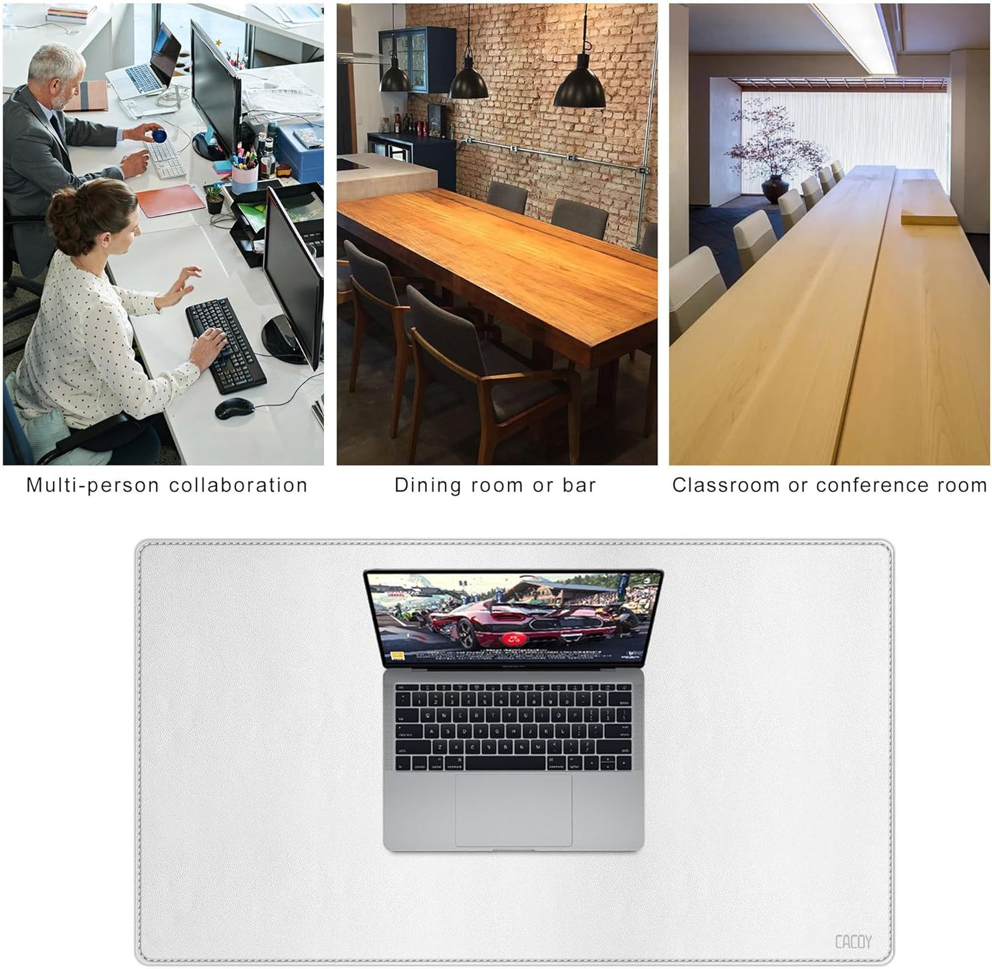 Cacoy 36" x 20" Leather Desk Mat for Home Office, Extra Large PU Leather Desk Pad Blotters, Waterproof Computer Keyboard Mat, Extended Gaming Mouse Pad, Desk Protector for Desktop and PC Laptop, Black