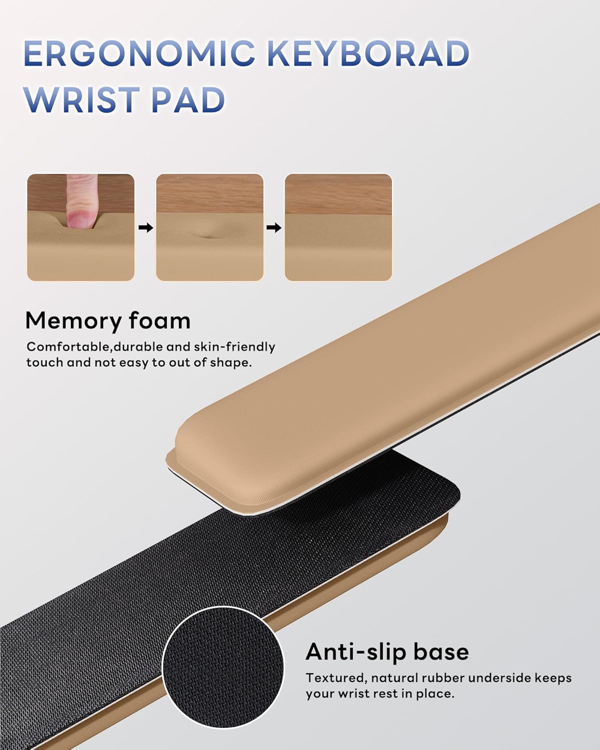 Laborio Computer Keyboard Stand for Desktop, Keyboard Riser Wrist Rest Holder for Easy Typing, Office Desk, Home, School Accessories(Coffee)