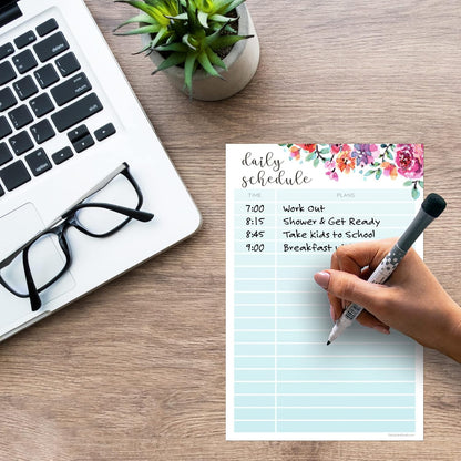 Dry Erase Daily Schedule Planner Sticker Decal by Glassboard Studio | Removable & Reusable | Magnetic Fine-Tip Marker Included (9 x 12 inches, White)