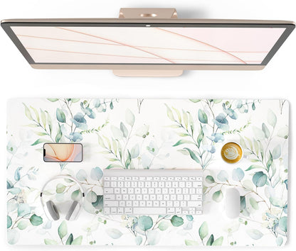 QIYI Large Mouse Pad, Cute Pink Desk Mat for Desktop, Women Girls PU Leather Desk Pad Waterproof Gaming Mousepad, Rose Gold Marble Computer Protector Writing Pad for School Office Home 31.5" x 15.7"
