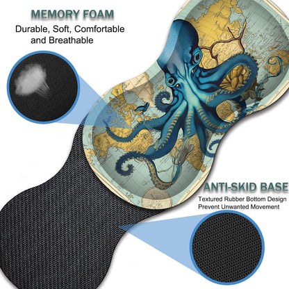 Mouse Wrist Rest and Keyboard Wrist Rest Pad Set, Non-Slip Rubber Base Smooth Surface Ergonomic Gaming Mouse Pad for Easy Typing and Pain Relief, Antique Blue Wood Grain Dog Paw + Coaster