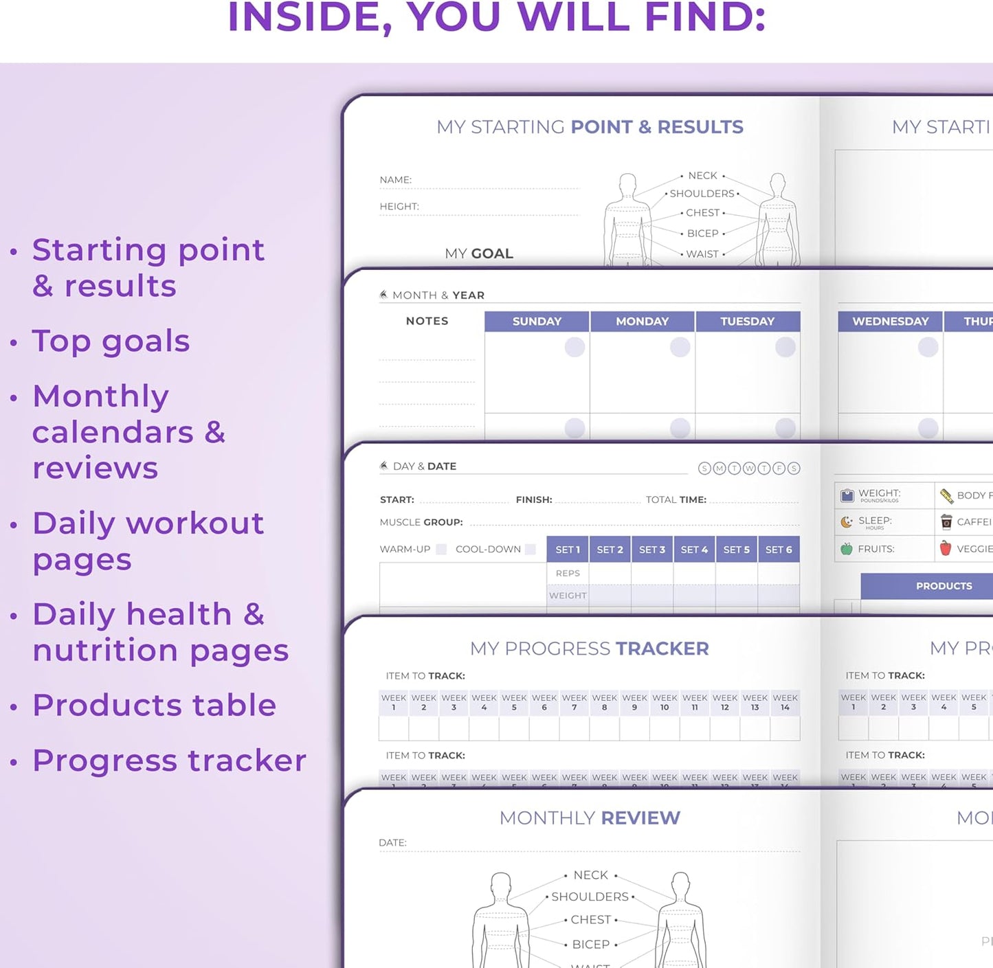 Clever Fox Fitness & Food Journal – Nutrition & Workout Planner for Women & Men – Diet & Gym Exercise Log Book with Calendars, Diet & Training Trackers - Undated, A5 Size, Hardcover (Forest Green)
