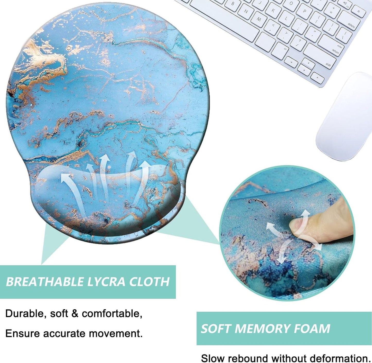 Mouse Pad with Wrist Support, Ergonomic Mouse Pad with Memory Foam Wrist Rest Cushion, Non-Slip Rubber Base Gaming Mice Pad for Home Office Computer Laptop, Flowers Grass