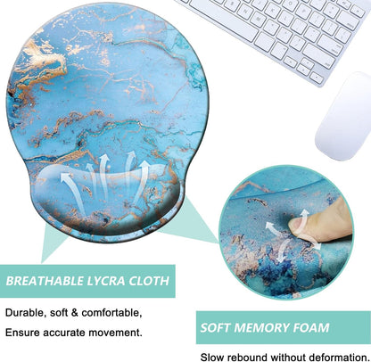 Mouse Pad with Wrist Support, Ergonomic Mouse Pad with Memory Foam Wrist Rest Cushion, Non-Slip Rubber Base Gaming Mice Pad for Home Office Computer Laptop, Flowers Grass