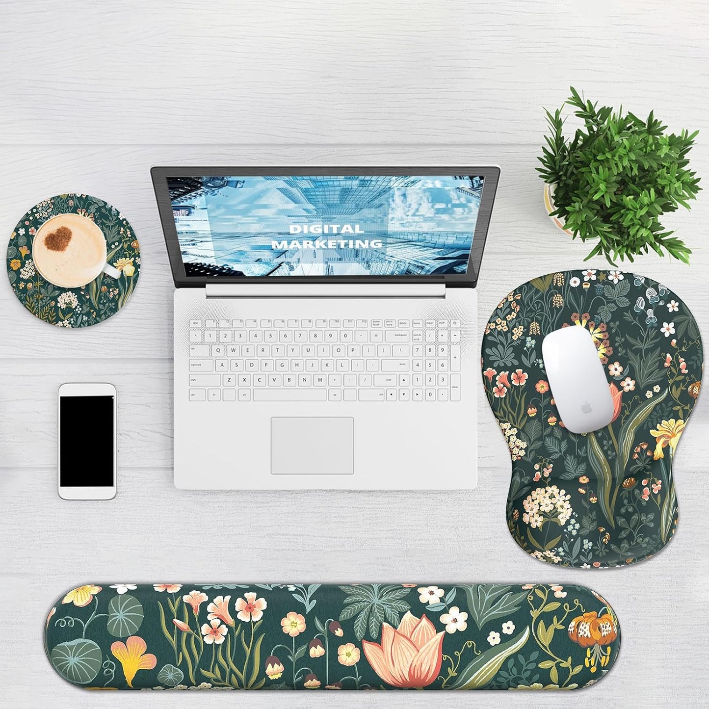 Ergonomic Mouse Pad with Wrist Rest and Keyboard Wrist Rest, Gel Mousepad and Wrist Rest for Computer Keyboard, Pain Relief, Non-Slip PU Base, Mouse Pad with Wrist Support for Gaming, Office, Brown