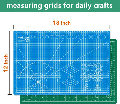 Worklion Self Healing Cutting Mat for Craft-Thickened 18inch x 12inch fabric sewing mat for quilting,rotary cutting, nonslip