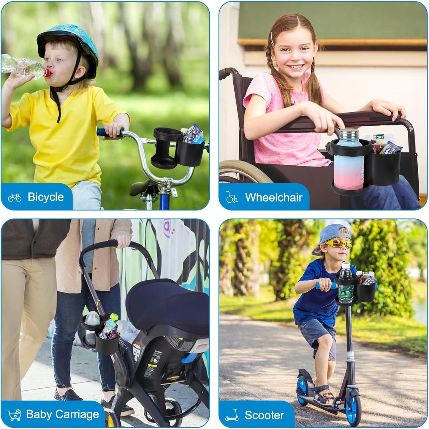 Accmor Stroller Cup Holder, Universal Cup Holder for Uppababy Nuna Doona Strollers, Bottle Drinks Holder for Wheelchair, Walker, Bike, Scooter