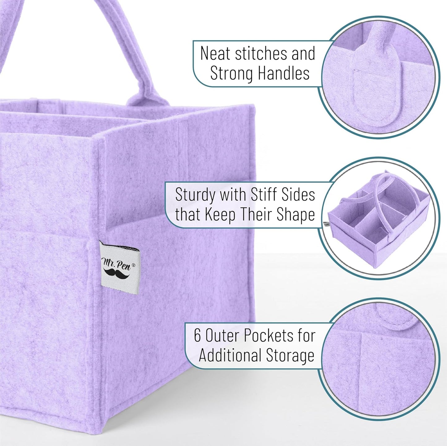 Mr. Pen- Baby Diaper Caddy Organizer, Gray, Medium, Nursery Storage Bin and Car Organizer for Diapers and Baby Wipes