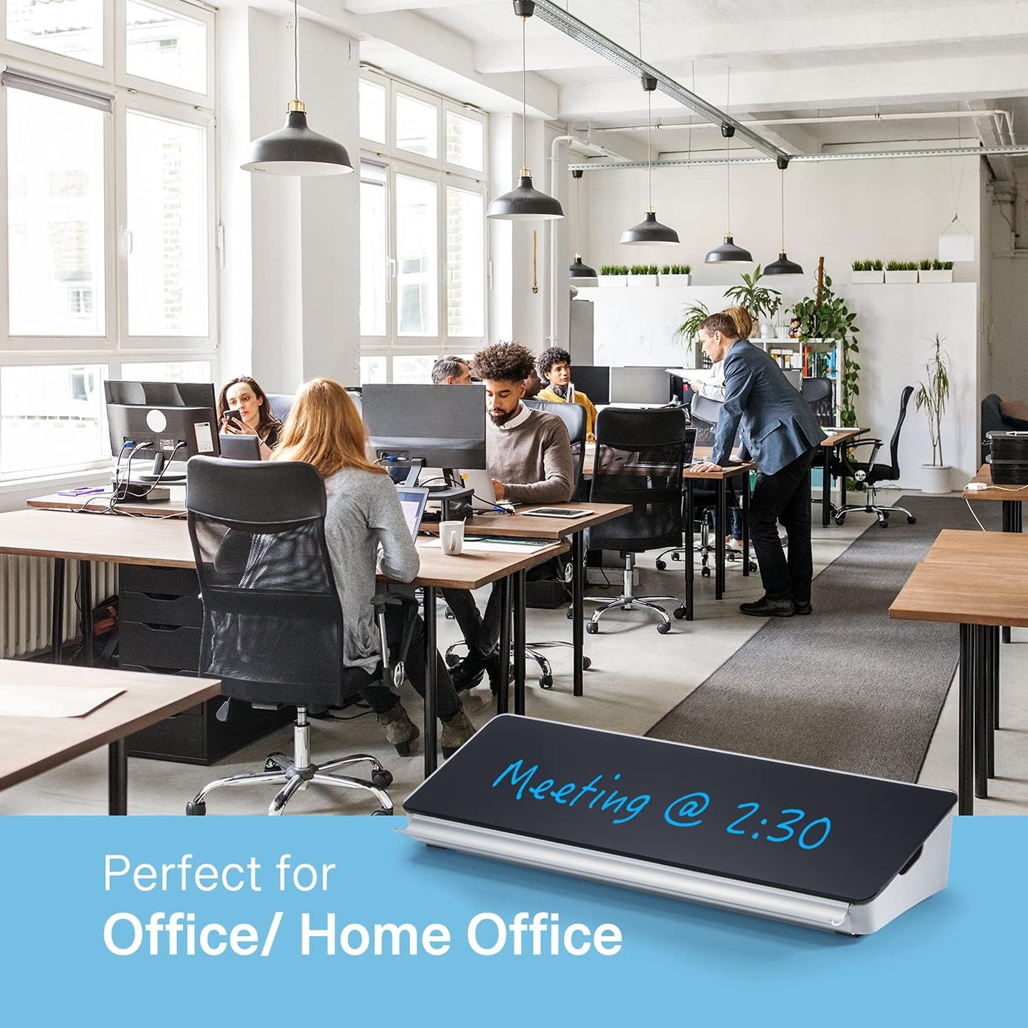 Audio-Visual Direct - Glass Desktop Computer Keyboard Whiteboard Notepad Set, Black (Includes Neon Marker, Eraser & Sticky Notes)