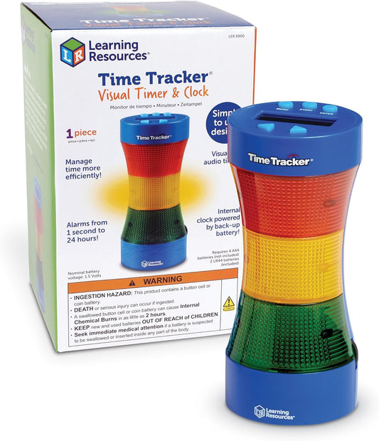 Learning Resources Time Tracker Visual Timer & Clock - 1 Piece, Classroom Tracker, Alarm Clock, Light Up Timer for Classroom, Visual Tracker