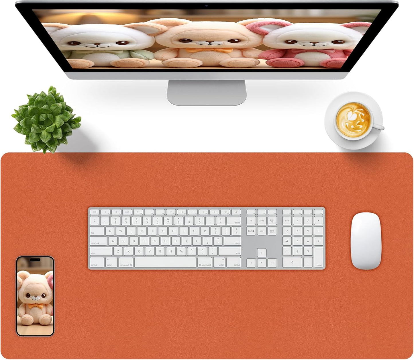 Bloss Leather Desk Pad and Keyboard Wrist Rest, Large Mouse Pad + Keyboard Pad+Mouse Wrist Support, Non-Slip Desk Mat Protector for Office, Home(31.5×15.7 Inches,Beige) - Colors B