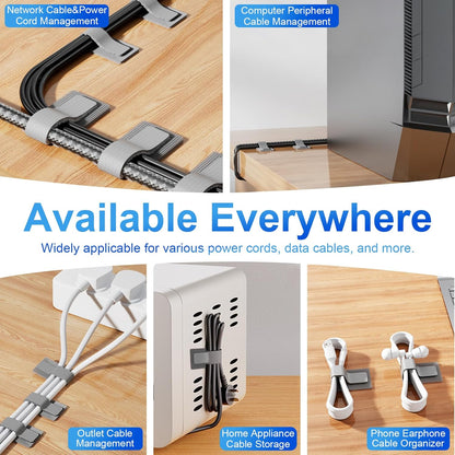 80Pcs Hook and Loop Cable Ties Under Desk Cable Management Adhesive Strips for Cord Hider Wire Organizer Computer Accessories for Desk Home Office Organization Essentials - 40 Black + 40 White
