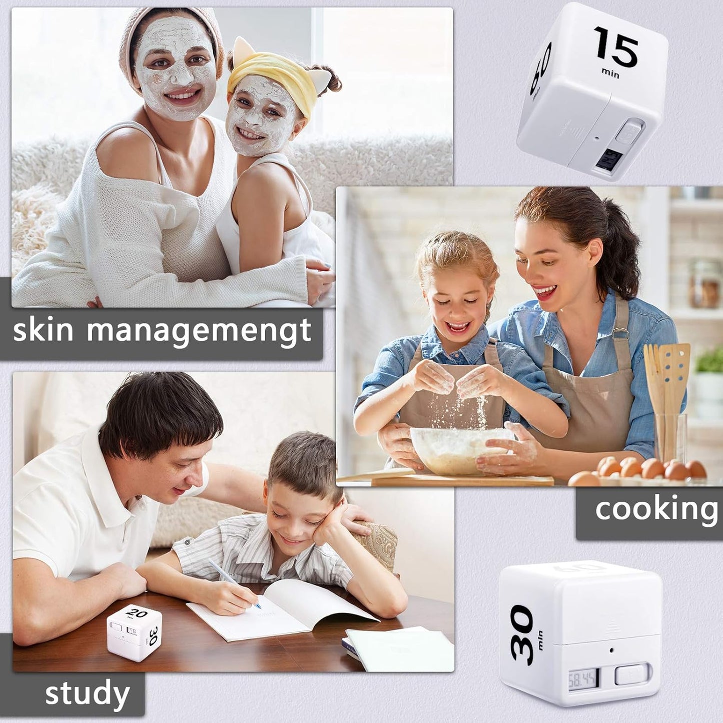 Weewooday 2 Pieces Cube Productivity Timer Flip Gravity Sensor Flip Countdown Countup Workout Timer Management 1 3 5 10 Minutes and 15 20 30 60 Minutes for Work Learning Kitchen Cooking(Green, Blue)