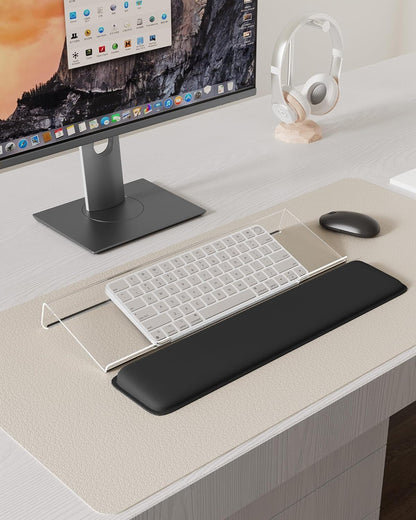 Laborio Computer Keyboard Stand for Desktop, Keyboard Riser Wrist Rest Holder for Easy Typing, Office Desk, Home, School Accessories(Coffee)