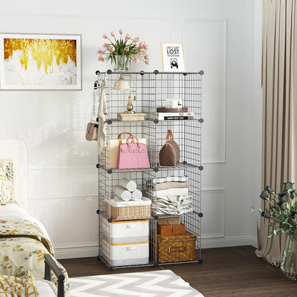 C&AHOME Wire Cube Storage, 6 - Cube Organizer Metal C Grids, Modular Shelves Units, Storage Bins Shelving, Closet Organizer, Ideal for Home, Office, Living Room, 36.6”L x 12.4”W x 36.6”H Black