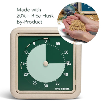 Time Timer® Retro 8 inch Eco Edition Visual Timer - 60 Minute Desk Countdown Clock Made with at Least 20% Natural Plant Material- Blue Water