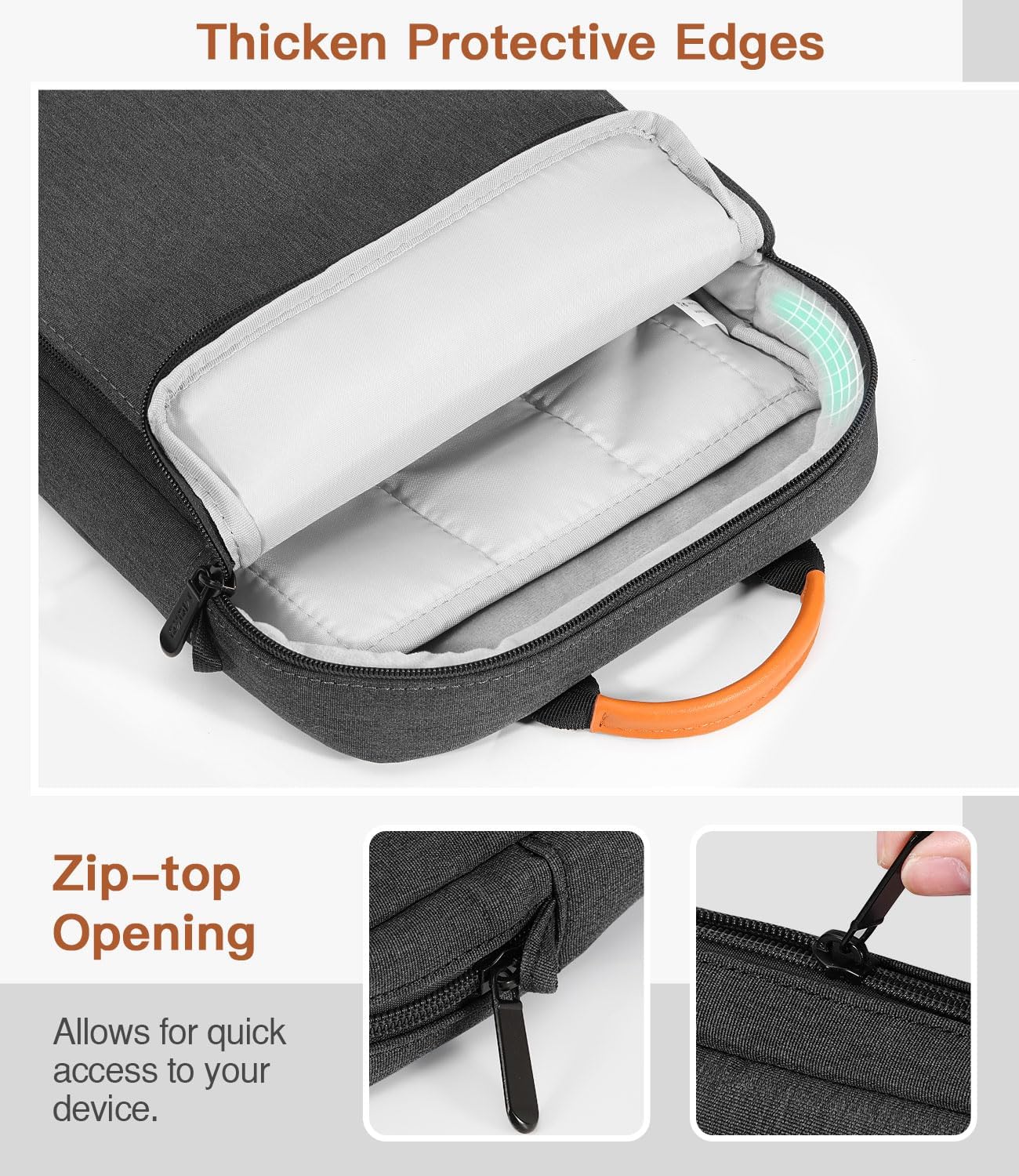 MoKo 13 Inch Tablet Sleeve Bag, Fits with 13 Inch New iPad Pro M5 & Air M4/M3, iPad Pro 12.9 M2&M1,Surface Laptop Go 12.4,Galaxy Tab S8+/S9+ 12.4,Handle Carrying Case with Shoulder Strap,Black &Gray