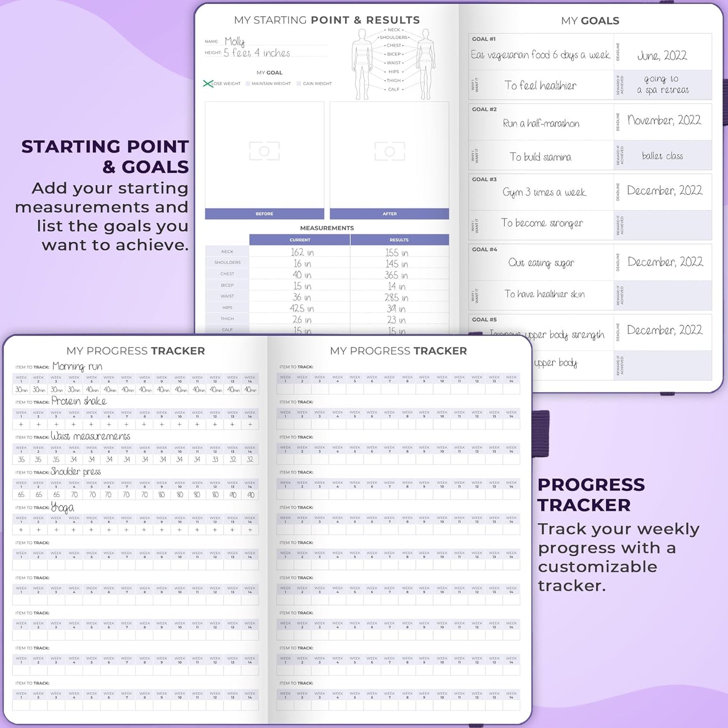 Clever Fox Fitness & Food Journal – Nutrition & Workout Planner for Women & Men – Diet & Gym Exercise Log Book with Calendars, Diet & Training Trackers - Undated, A5 Size, Hardcover (Forest Green)