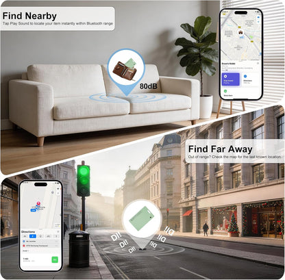 2 Pack Ultra Slim Rechargeable Wallet Tracker Card, IP67 Waterproof Bluetooth Tracking Card Compatible with Apple Find My & Android, Item Locator for Wallet Luggage Backpack