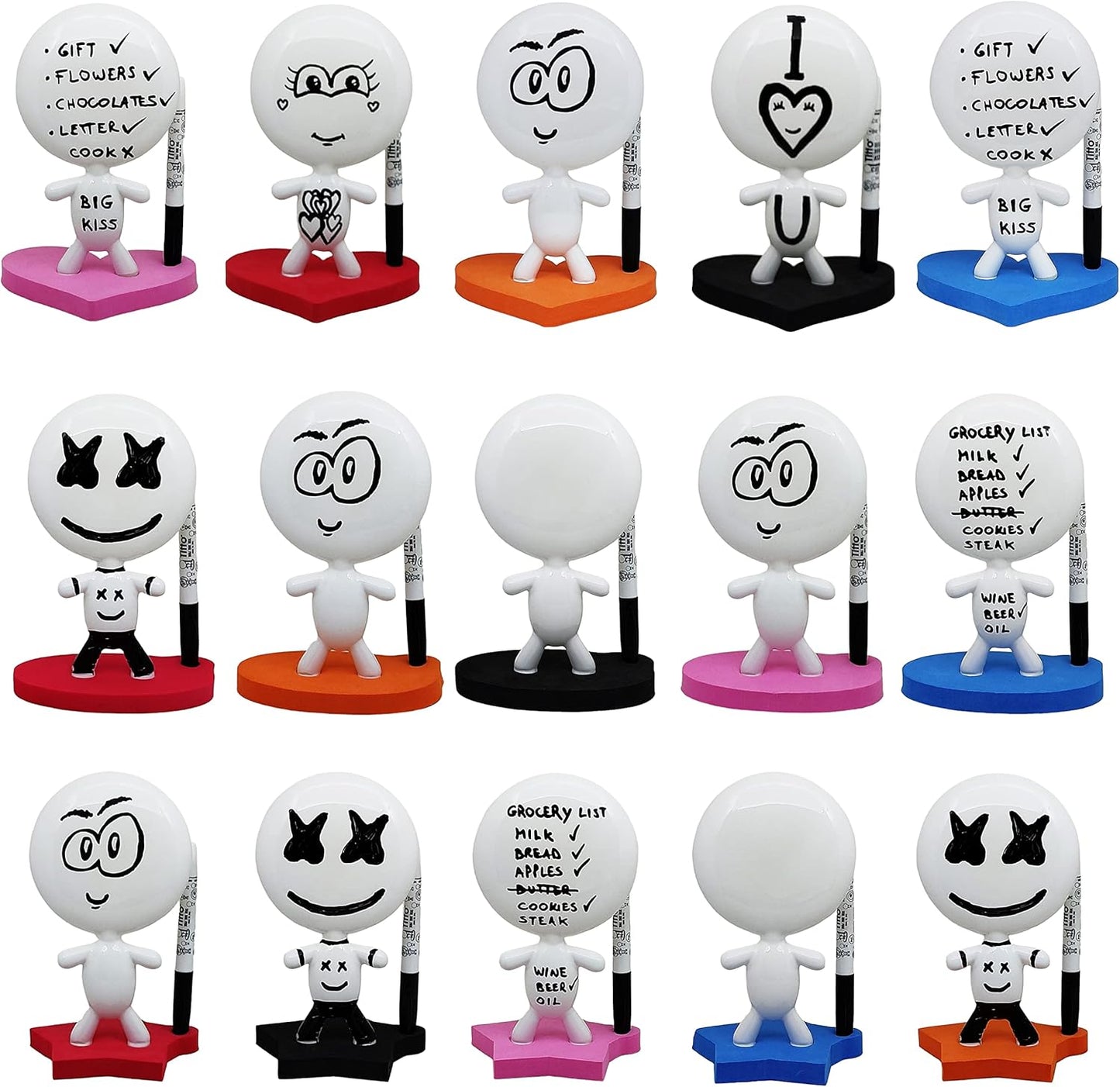 Dry Erase Board - TITTO in Love, Draw Your Ideas - Ceramic Doll - Black Office Design Desk - Coworkers Office Home Gift (Black)