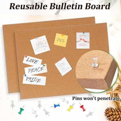 DOLLAR BOSS Bulletin Boards with Linen 1-Pack 16''X 12'' Double-Sided Cork Board for Walls Wood Framed Bulletin Boards, Small Pin Board for Home Kitchen Office Decorative Hanging 10 Pushpins