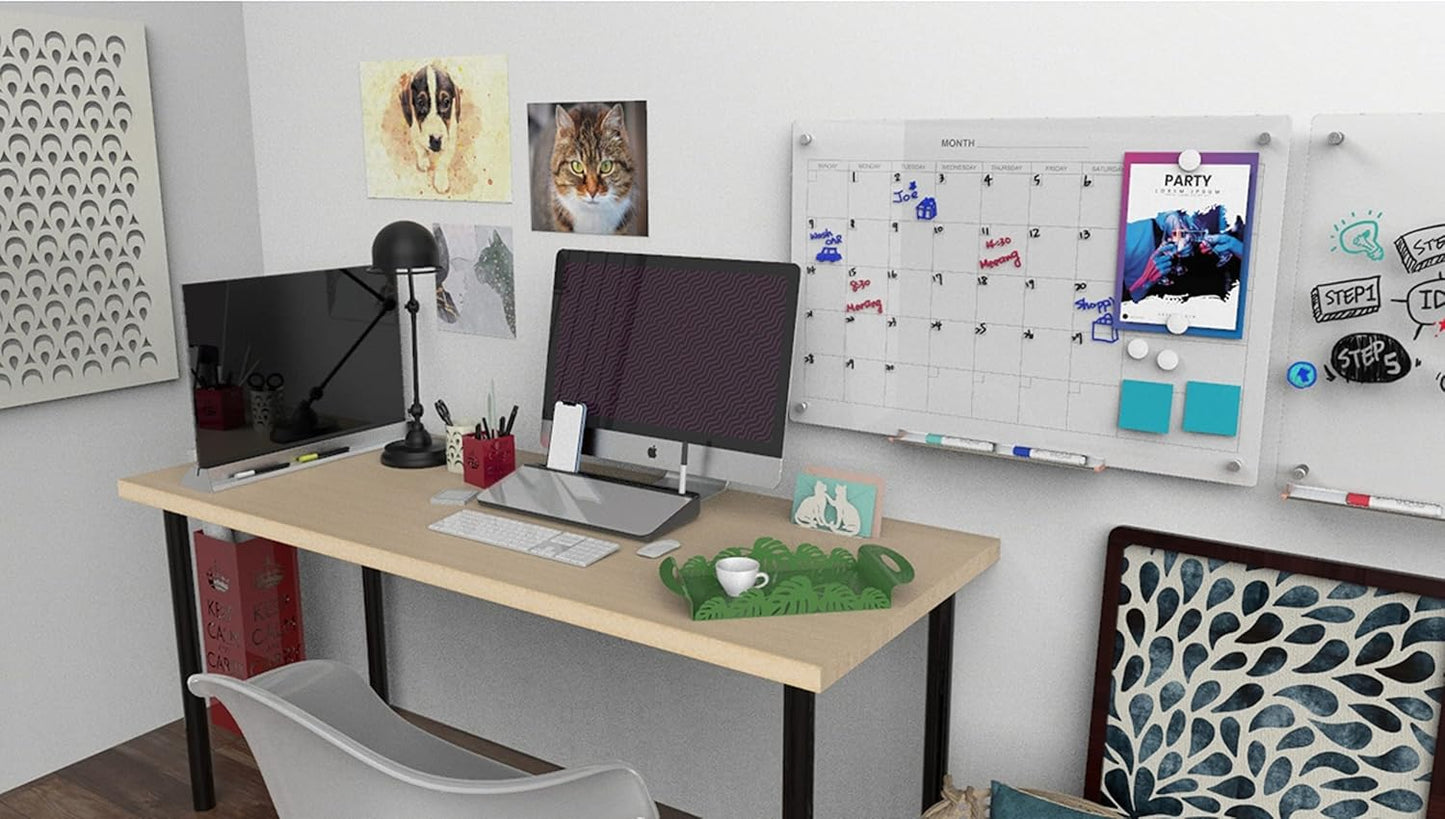 Audio-Visual Direct - Glass Desktop Computer Keyboard Whiteboard Notepad Set, Black (Includes Neon Marker, Eraser & Sticky Notes)