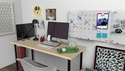 Audio-Visual Direct - Glass Desktop Computer Keyboard Whiteboard Notepad Set, Black (Includes Neon Marker, Eraser & Sticky Notes)