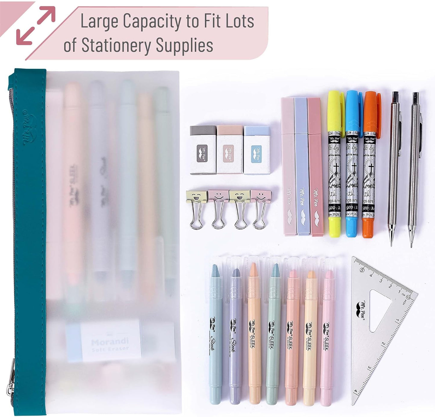 Mr. Pen- Clear Pencil Pouch, 8.50"x4.25", 3 Pack, Durable TPU Material, Medium Water-Resistant Pencil Bags with Smooth Zipper, Multipurpose Clear Pouch for Stationery, School, Office, Travel Supplies