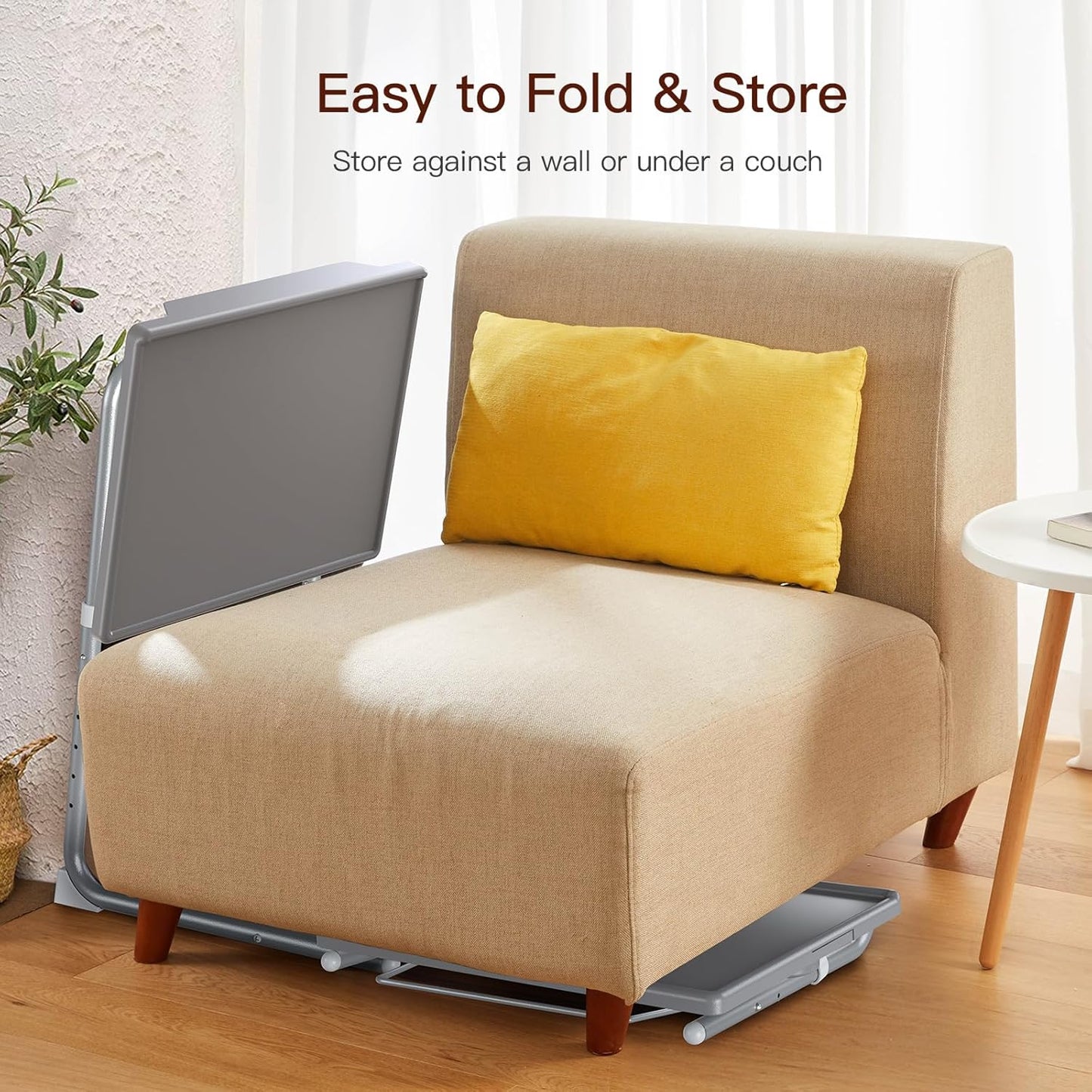 HUANUO TV Tray, Adjustable TV Tray Table - TV Dinner Tray on Bed & Sofa, Comfortable Folding TV Tray with 6 Height & 3 Tilt Angle Adjustments (Black)