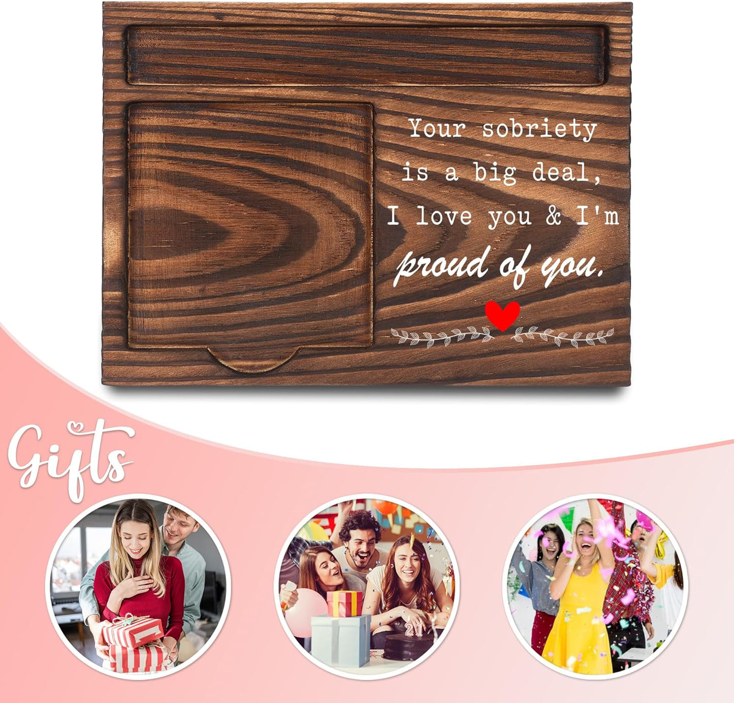 Inspirational Motivational Gifts, Encourage Gifts, Recovery Gifts, Little Reminders Sticky Note Holder, Post-it Note Dispenser for Desk, Wooden Post-it Note & Pen Holder 6.5" x 4.7" - FTA121