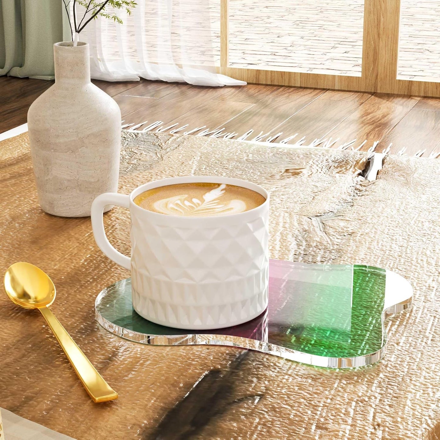 Acrylic Coaster Decorative Plates, Irregular Bar Drink Coaster, Clear Cloud Shape Coffee Cup Coaster, Perfect for Tabletop Protection and Accessories Display.(Gold)