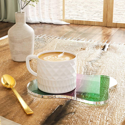 Acrylic Coaster Decorative Plates, Irregular Bar Drink Coaster, Clear Cloud Shape Coffee Cup Coaster, Perfect for Tabletop Protection and Accessories Display.(Gold)