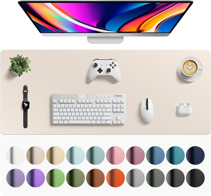 Aothia Non-Slip Waterproof PU Leather Desk Pad Protector for Mouse, Writing Desk, Office, Home, Laptop Blotter, 23.6" x 13.7", Black - Colors B