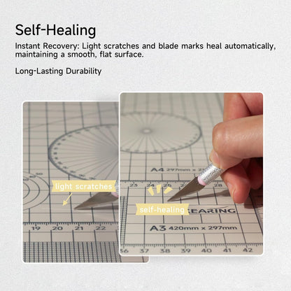 KEARING A3 Self Healing Cutting Mat 12x18 Inch, 3mm Thick Double-Sided High-Contrast Craft Mat with Grid, Premium 5-Ply PVC Construction, Beige and Charcoal Grey, for Sewing, Quilting, Crafts, 1 PCS
