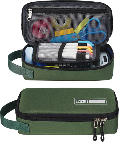 ECHSRT Large Pencil Case, Aesthetic Pen Pouch with Big Capacity, Minimalist Portable Stationery Bag with Handle for Office Organizer Aesthetic Pencil Cases