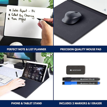 Note Tower Mouse Pad Whiteboard | Gaming Performance Mousepad with Dry Erase Glass Board for Desk | Manage to-Do Lists, Write Gaming Notes & Tactics | Desk Buddy Organizer for Office, School Supplies