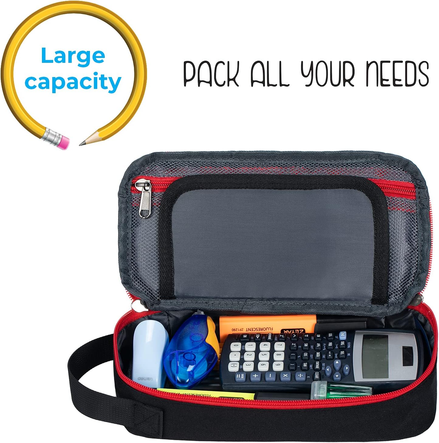 ECHSRT Large Pencil Case, Aesthetic Pen Pouch with Big Capacity, Minimalist Portable Stationery Bag with Handle for Office Organizer Aesthetic Pencil Cases