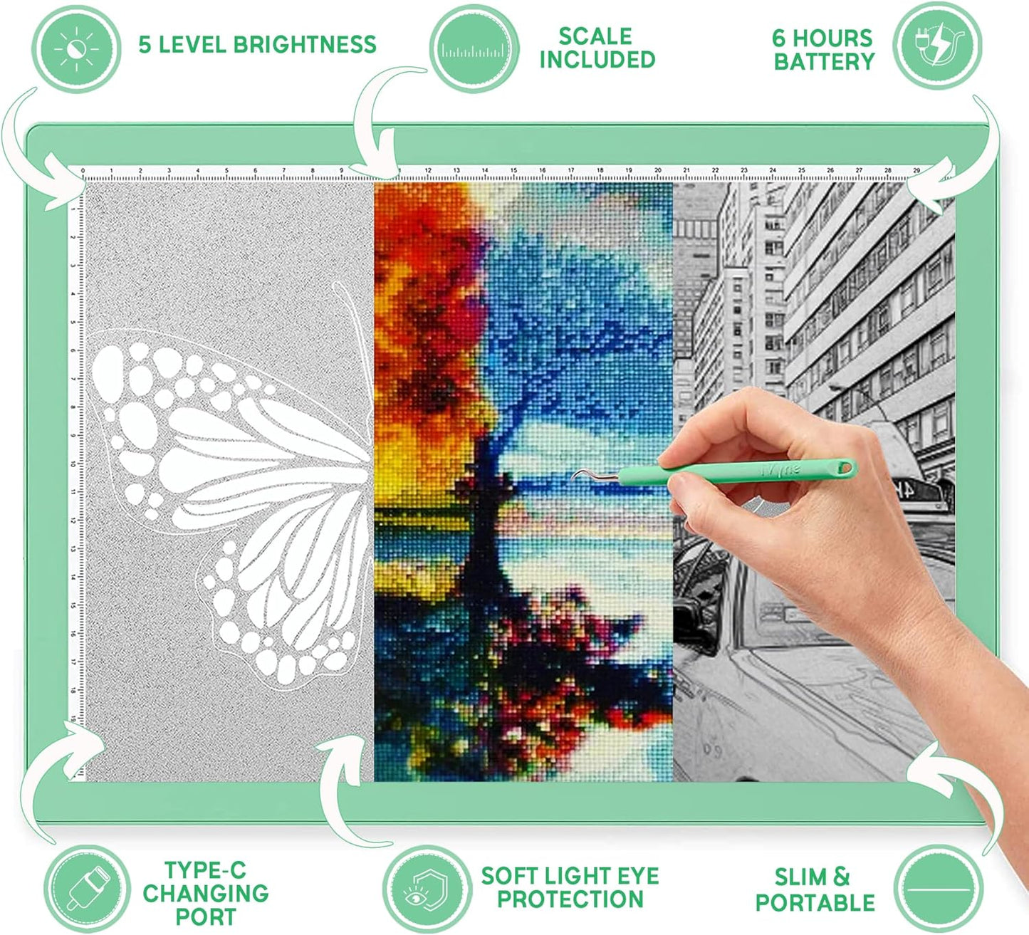 iVyne Rechargeable A4 Light Pad for Tracing & Weeding - LED Light Board for Weeding Vinyl - for Cricut Vinyl Weeding Tools - Ultra-Thin & Portable - Perfect for Artists & Crafters - Pink
