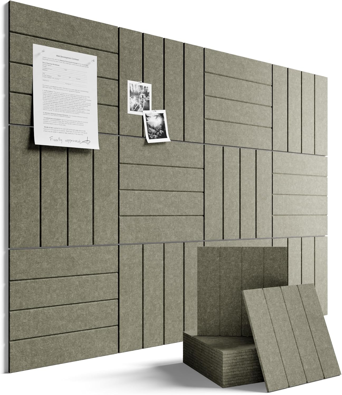 Fluxynara Large Felt Bulletin Board 48" x 36" Cork Board Alternative-12 Pack with 70 Safe Removable Adhesive Tabs, Cork Boards for Walls Cork Board for Home Office Classroom Pin Board (Oatmeal)