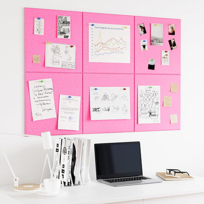 Neatsure Large Cork Board for Wall, Black Felt Bulletin Board with Pushpins, 36" x 24" 6 Panels Wall Tiles, Tack Push Pin Boards for Office