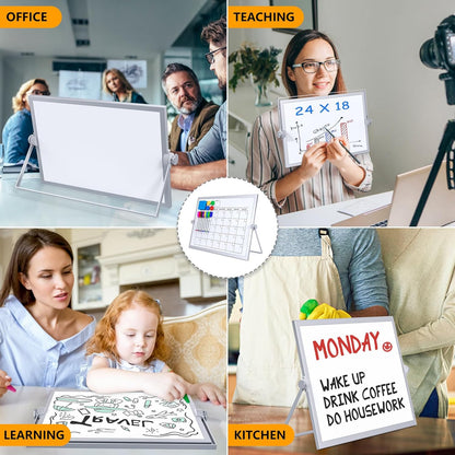 Small Dry Erase White Board, Magnetic Desktop Whiteboard with Stand, Dry Eease Board Mini Easel Double Sided on Table Top with Holder for Kids Drawing, Teacher Instruction