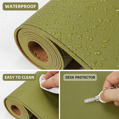 AFIING Large Desk Mat 47" x 17", Dual-Sided Natural Cork & PU Leather Desk Pad, Non-Slip Waterproof Mouse Pad for Office, Home & Gaming, Black