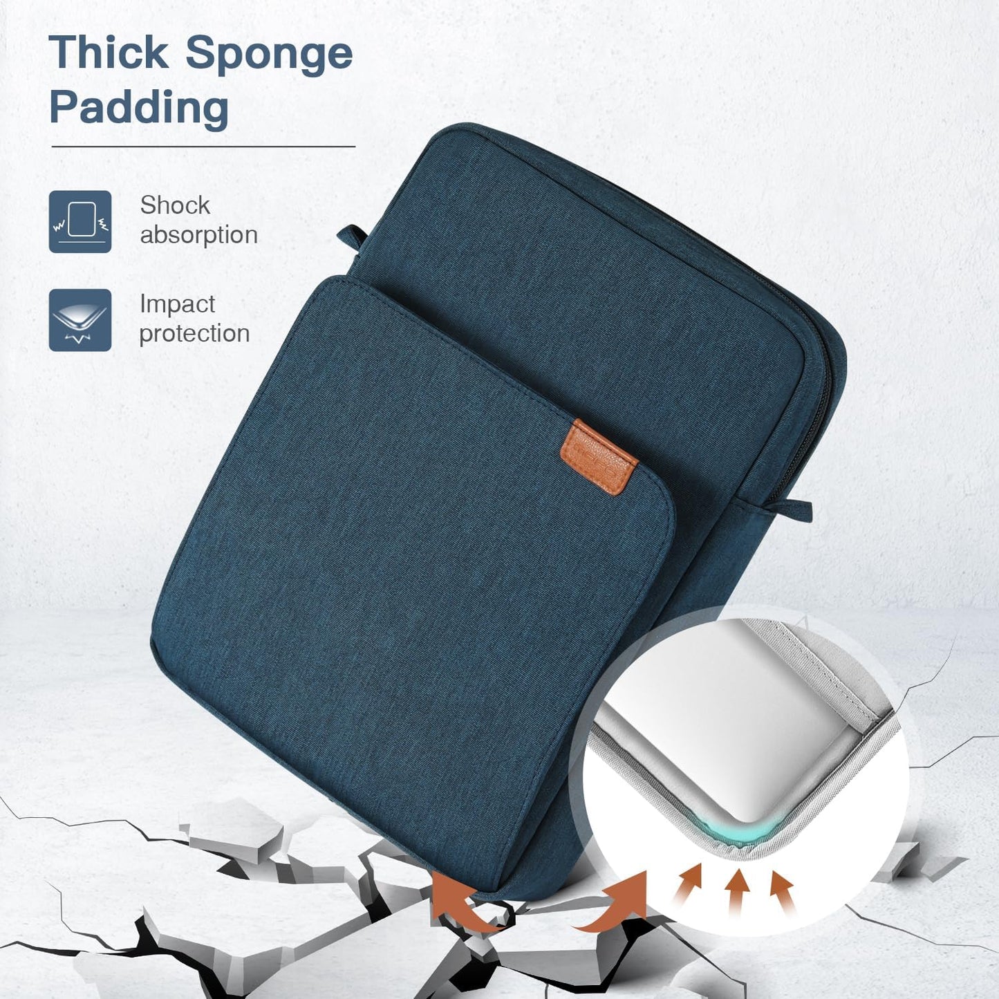 MoKo 13 Inch Tablet Sleeve Bag, Fits with 13 Inch New iPad Pro M5 & Air M4/M3, iPad Pro 12.9 M2&M1,Surface Laptop Go 12.4,Galaxy Tab S8+/S9+ 12.4,Handle Carrying Case with Shoulder Strap,Black &Gray