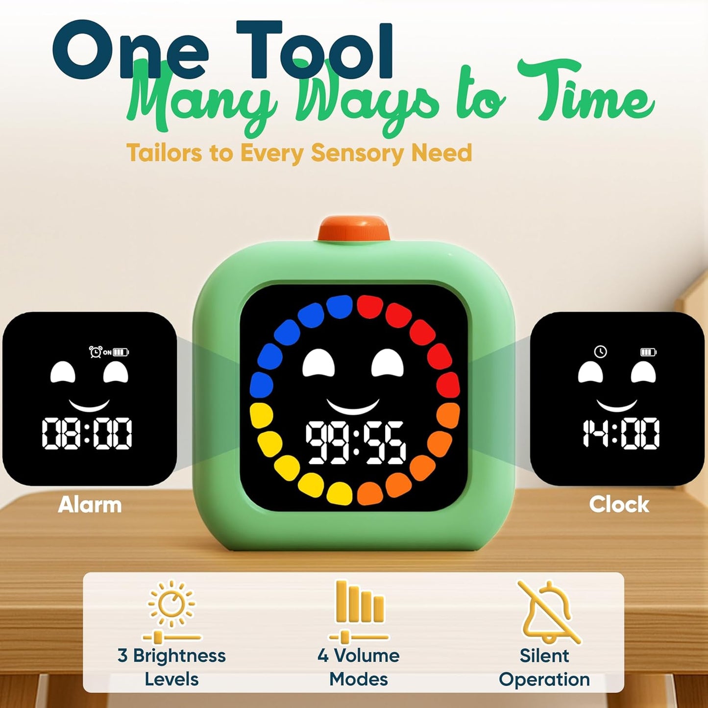 Digital Visual Timer for Kids - Rechargeable, Silent Count Up/Down for Calmer Routines - 99 Min Countdown Kids Timer for Classroom, Home & Therapy - Builds Focus & Independence