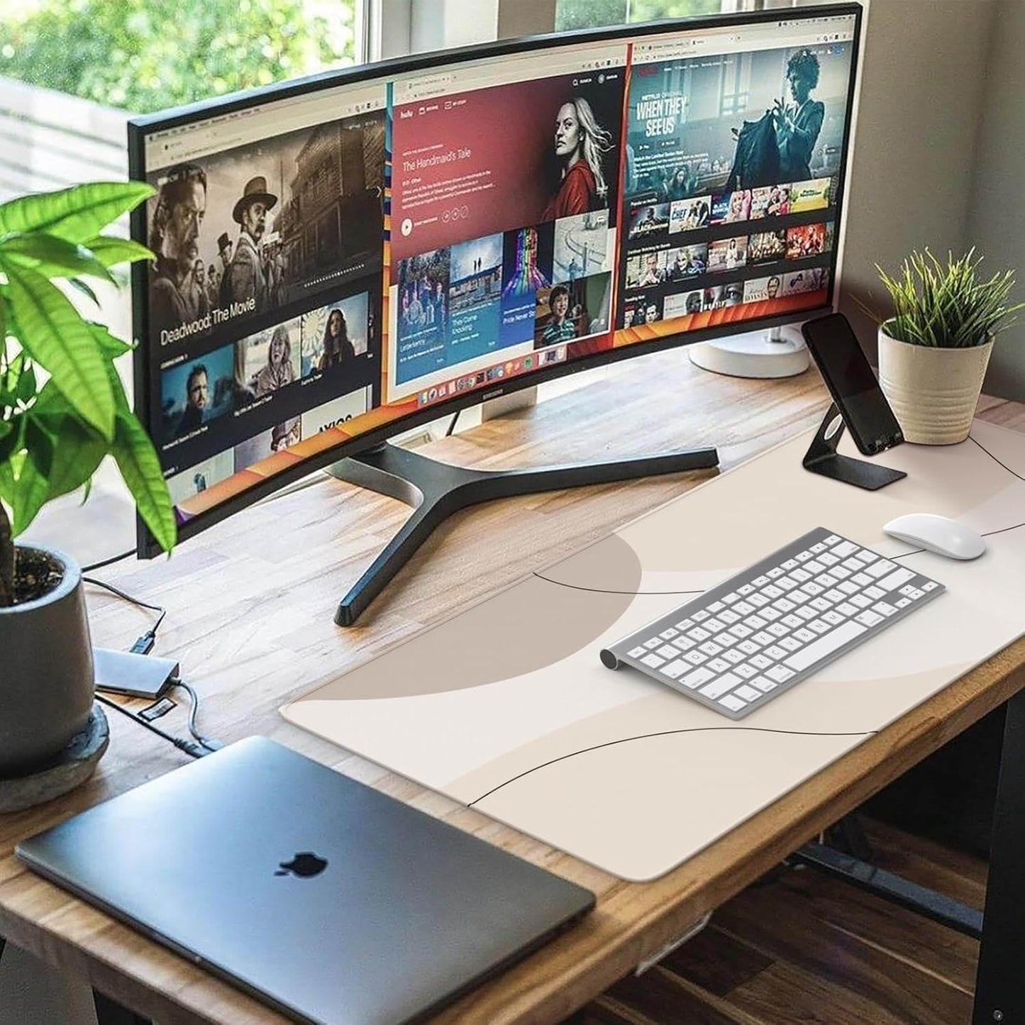 iCasso Desk Cover Mat, Office Mouse Pad, Desk Protector Mat, Extra Large Matt for Desktop,Anti-Slip XXL Big Mousepad with Stitched Edges for Computer Keyboard Retro Black - Colors A