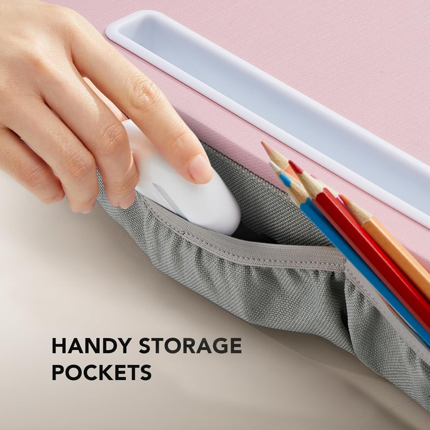 HUANUO Laptop Lap Desk - Portable Lap Desk with Pillow Cushion, Fits up to 15.6 inch Laptop, with Anti-Slip Strip & Storage Function for Home Office Students Use as Computer Laptop Stand, Book Tablet